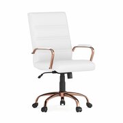 Flash Furniture White Leather Rose Gold Frame Mid-Back Chair GO-2286M-WH-RSGLD-GG